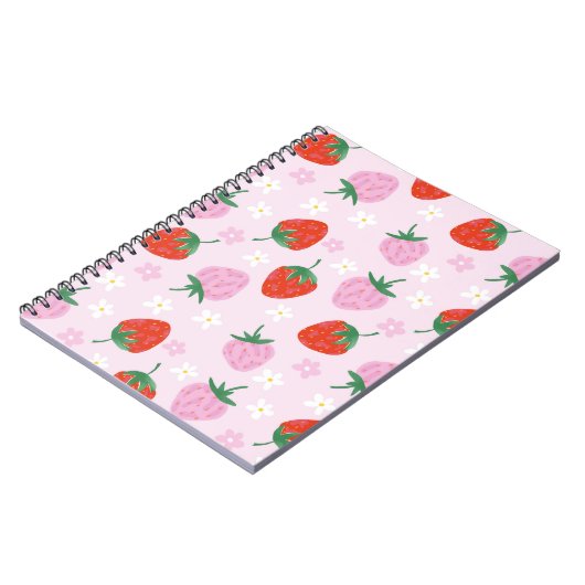 Hand-Drawn Aesthetic Strawberry Seamless Pattern Notitieboek (Linkerzijde)