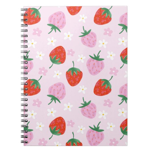 Hand-Drawn Aesthetic Strawberry Seamless Pattern Notitieboek (Voorkant)