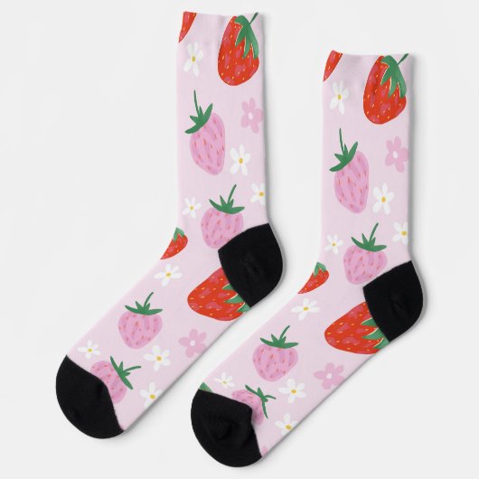 Hand-Drawn Aesthetic Strawberry Seamless Pattern Sokken (Links)