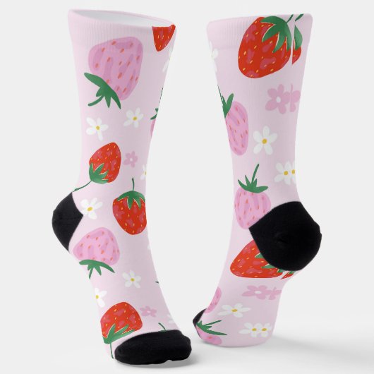 Hand-Drawn Aesthetic Strawberry Seamless Pattern Sokken (Gebogen)