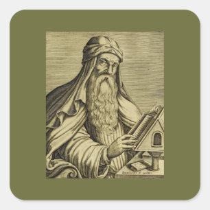 Hand-drawn Afbeelding van het vintage Basilicum Vierkante Sticker