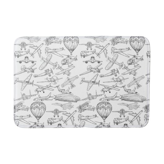 Hand drawn Airplanes Aviation Pilot Aviator Fun Badmat (Voorkant)
