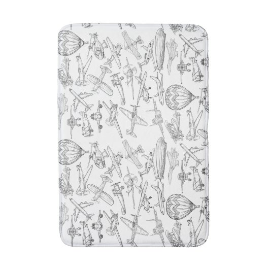 Hand drawn Airplanes Aviation Pilot Aviator Fun Badmat (Voorkant Verticaal)