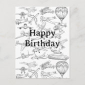 Hand drawn Airplanes Aviation Pilot Aviator Fun Briefkaart (Voorkant)