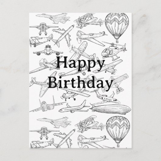 Hand drawn Airplanes Aviation Pilot Aviator Fun Briefkaart (Voorkant)