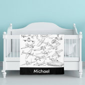 Hand drawn Airplanes Aviation Pilot Aviator Fun Fleece Deken