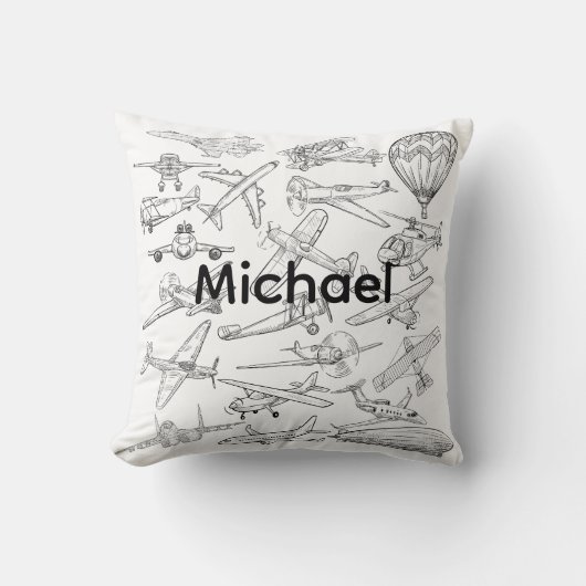 Hand drawn Airplanes Aviation Pilot Aviator Fun Kussen (Voorkant)