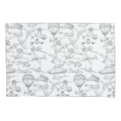 Hand drawn Airplanes Aviation Pilot Aviator Fun Kussensloop (Voorkant-Links)