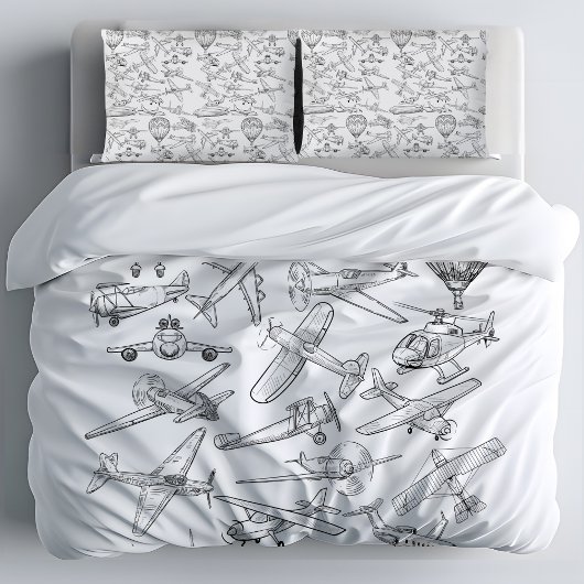 Hand drawn Airplanes Aviation Pilot Aviator Fun Kussensloop