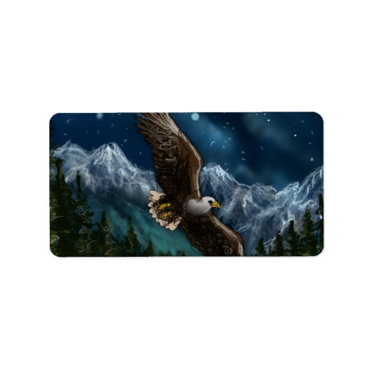 hand drawn and painted eagle in sky etiket (Voorkant)