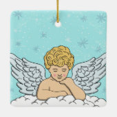 Hand Drawn Angel Keramisch Ornament (Achterkant)