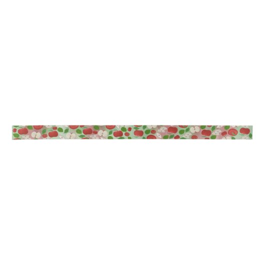 Hand-Drawn Apple Ribbon – Rustic Modern Satijnen Lint (Voorkant)
