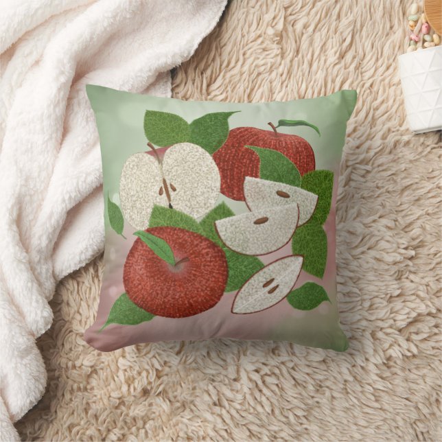 Hand-Drawn Apple Throw Pillow – Farmhouse Orchard  Kussen (Deken)