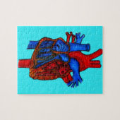 Hand Drawn Aqua Anatomical Heart Legpuzzel (Horizontaal)