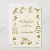 Hand-Drawn Arch Photo Gold Beige Merry Christmas  Feestdagenkaart (Achterkant)