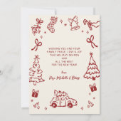 Hand-Drawn Arch Photo Red Beige Christmas Happy Feestdagenkaart (Achterkant)