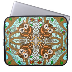 Hand Drawn Art Owl Mandala Laptop Sleeve