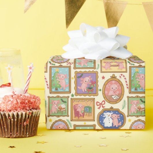 Hand Drawn Axolotl Christmas Wrapping Paper Roll Cadeaupapier (Verjaardagsfeest)