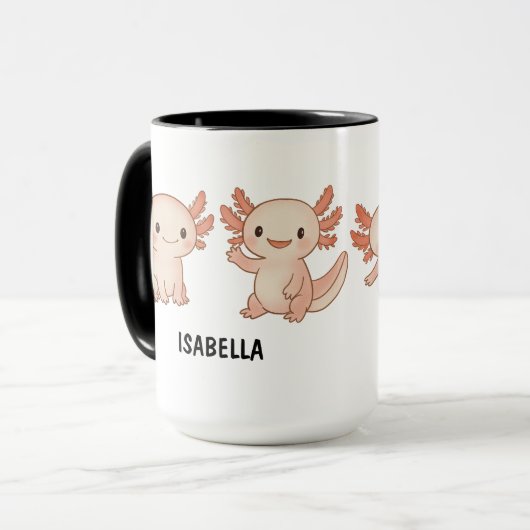 Hand Drawn Axolotl Custom Cute Mug Mok (Voorkant links)