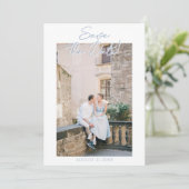 Hand Drawn Azure Blue Floral Garden Photo Wedding Save The Date (Staand voorkant)