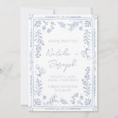 Hand Drawn Azure Blue Floral Garden Photo Wedding Save The Date (Achterkant)