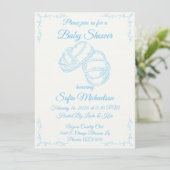 Hand Drawn Baby Boy Baby shower nodigt uit Kaart (Staand voorkant)