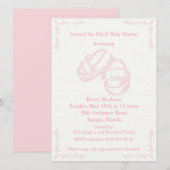 Hand Drawn Baby Girl Baby shower nodigt uit Kaart (Voorkant / Achterkant)