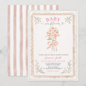 Hand Drawn Baby in Bloom Baby Shower Invite Kaart (Voorkant / Achterkant)