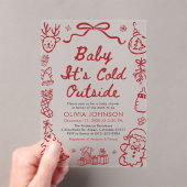 Hand Drawn Baby It's Cold Outside Baby Shower Acryl Uitnodigingen (Insitu (Draagbaar))