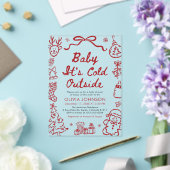 Hand Drawn Baby It's Cold Outside Baby Shower Acryl Uitnodigingen (Insitu (Huwelijk))