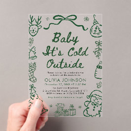 Hand Drawn Baby It's Cold Outside Baby Shower Acryl Uitnodigingen