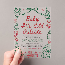 Hand Drawn Baby It's Cold Outside Baby Shower Acryl Uitnodigingen