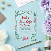 Hand Drawn Baby It's Cold Outside Baby Shower Acryl Uitnodigingen (Insitu (Huwelijk))