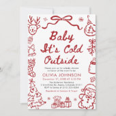 Hand Drawn Baby It's Cold Outside Baby Shower Kaart (Voorkant)