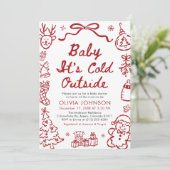 Hand Drawn Baby It's Cold Outside Baby Shower Kaart (Staand voorkant)