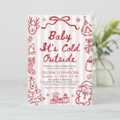 Hand Drawn Baby It's Cold Outside Baby Shower Kaart (Staand voorkant)
