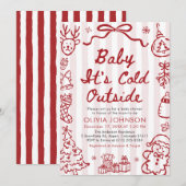 Hand Drawn Baby It's Cold Outside Baby Shower Kaart (Voorkant / Achterkant)