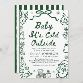 Hand Drawn Baby It's Cold Outside Baby Shower Kaart