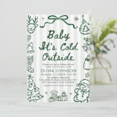 Hand Drawn Baby It's Cold Outside Baby Shower Kaart (Staand voorkant)