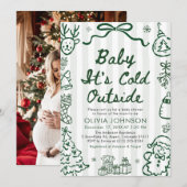 Hand Drawn Baby It's Cold Outside Baby Shower Kaart (Voorkant / Achterkant)