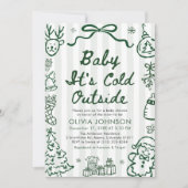 Hand Drawn Baby It's Cold Outside Baby Shower Kaart (Voorkant)