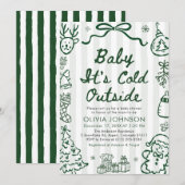 Hand Drawn Baby It's Cold Outside Baby Shower Kaart (Voorkant / Achterkant)