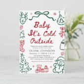 Hand Drawn Baby It's Cold Outside Baby Shower Kaart (Staand voorkant)