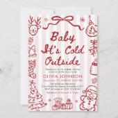 Hand Drawn Baby It's Cold Outside Baby Shower Kaart (Voorkant)