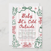 Hand Drawn Baby It's Cold Outside Baby Shower Kaart (Voorkant)