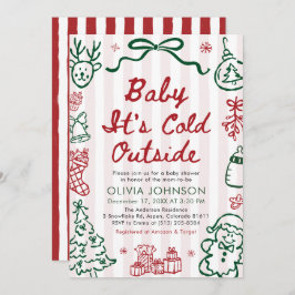 Hand Drawn Baby It's Cold Outside Baby Shower Kaart