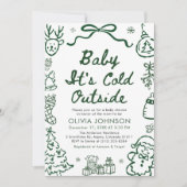 Hand Drawn Baby It's Cold Outside Baby Shower Kaart (Voorkant)
