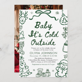 Hand Drawn Baby It's Cold Outside Baby Shower Kaart