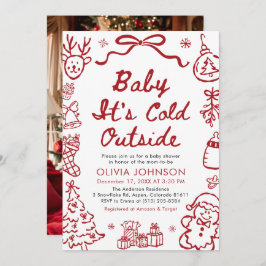 Hand Drawn Baby It's Cold Outside Baby Shower Kaart
