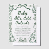 Hand Drawn Baby It's Cold Outside Baby Shower Vellum Uitnodigingen (Offset)